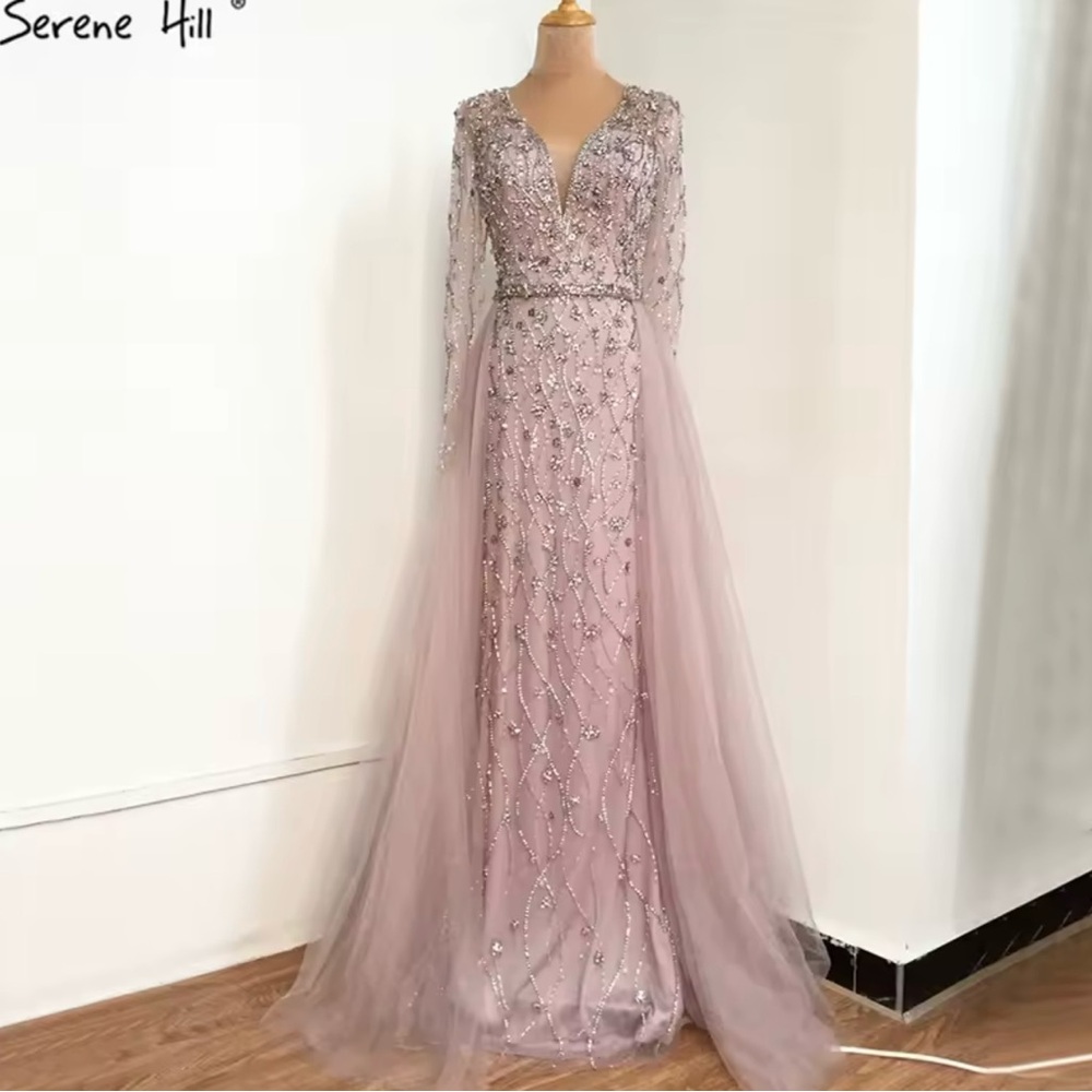 Serene Hill Lavender Embellished Long Sleeve Gown